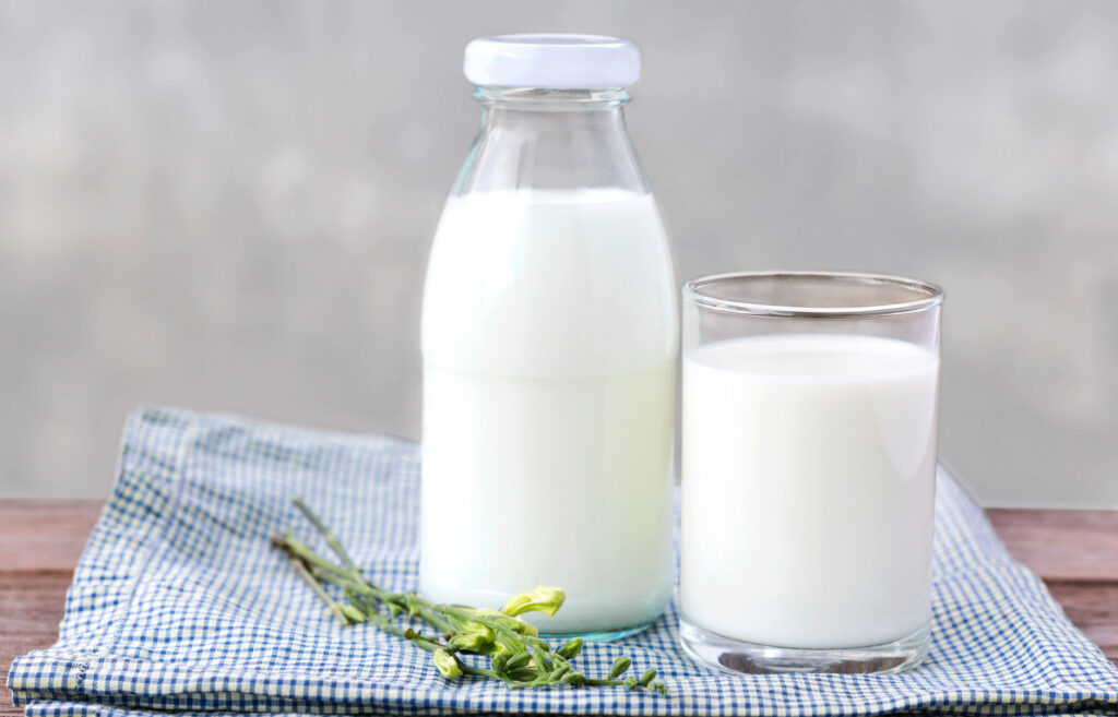 glass and bottle of milk glass and bottle of milk