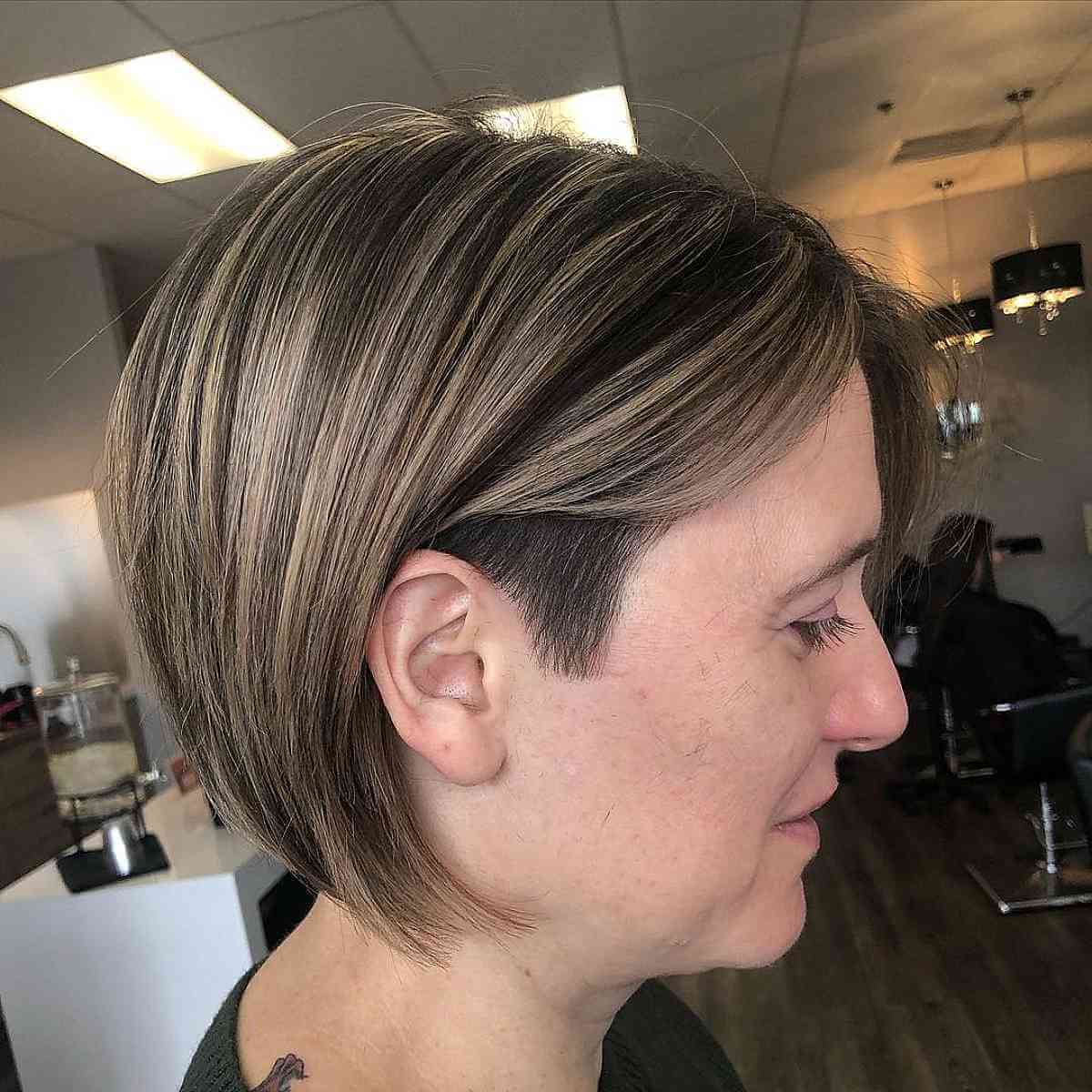 Chin-Length Bob with Notches for Fine-Haired Women