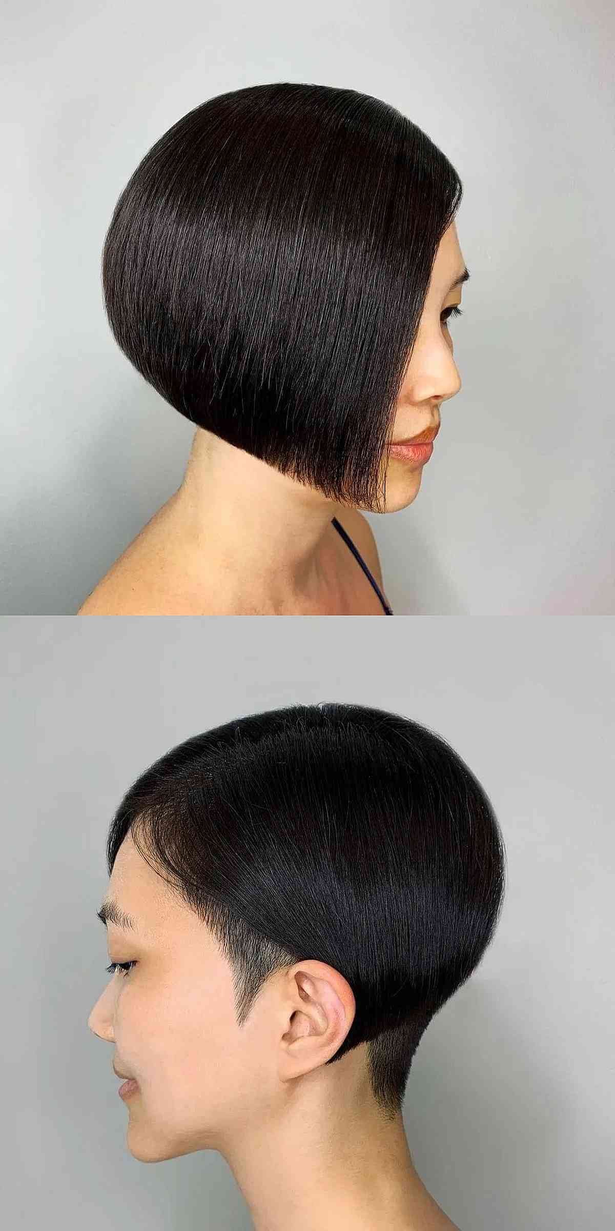 Choppy and Edgy Undercut Asymmetrical Jaw-Length Bob Cut