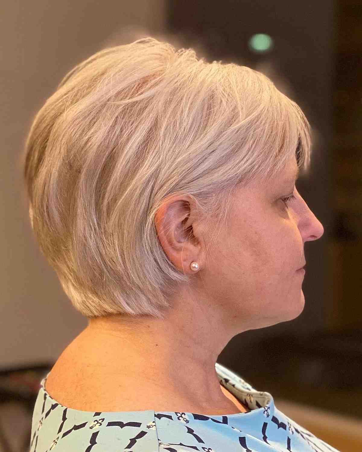 Subtle Layered Concave Bixie Haircut for Women Over 50