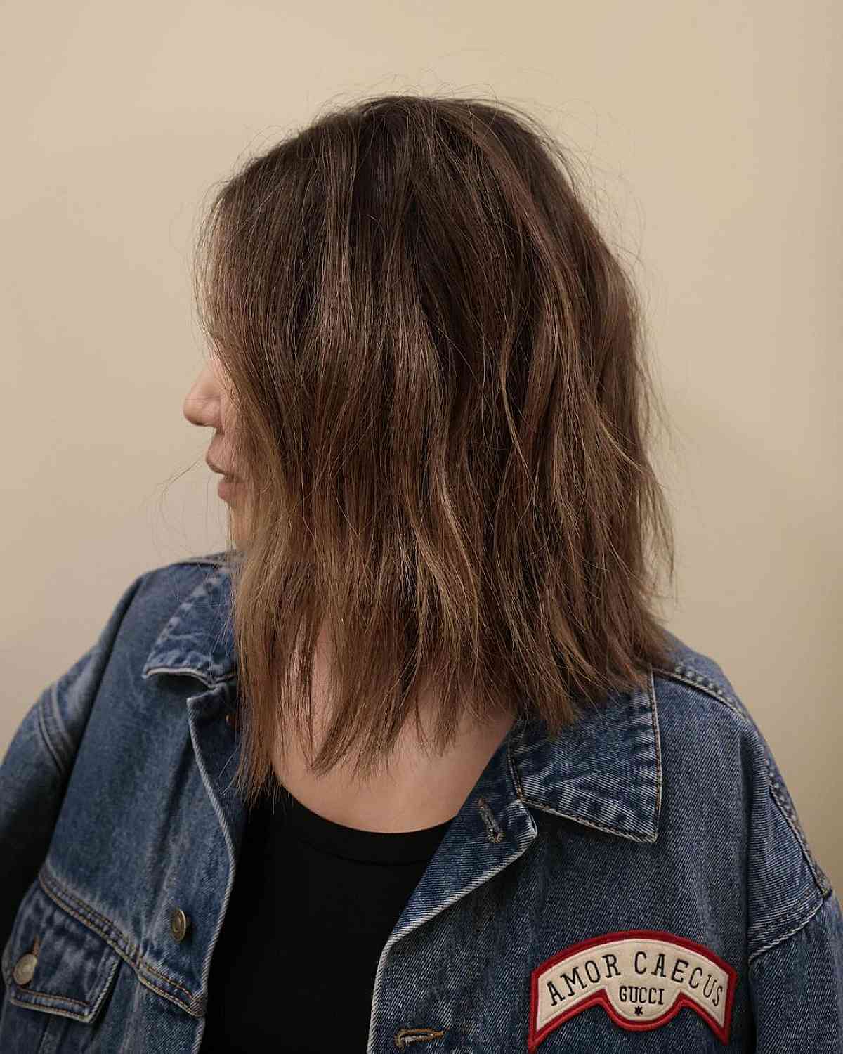 Fresh Chestnut Brown Textured Long Bob