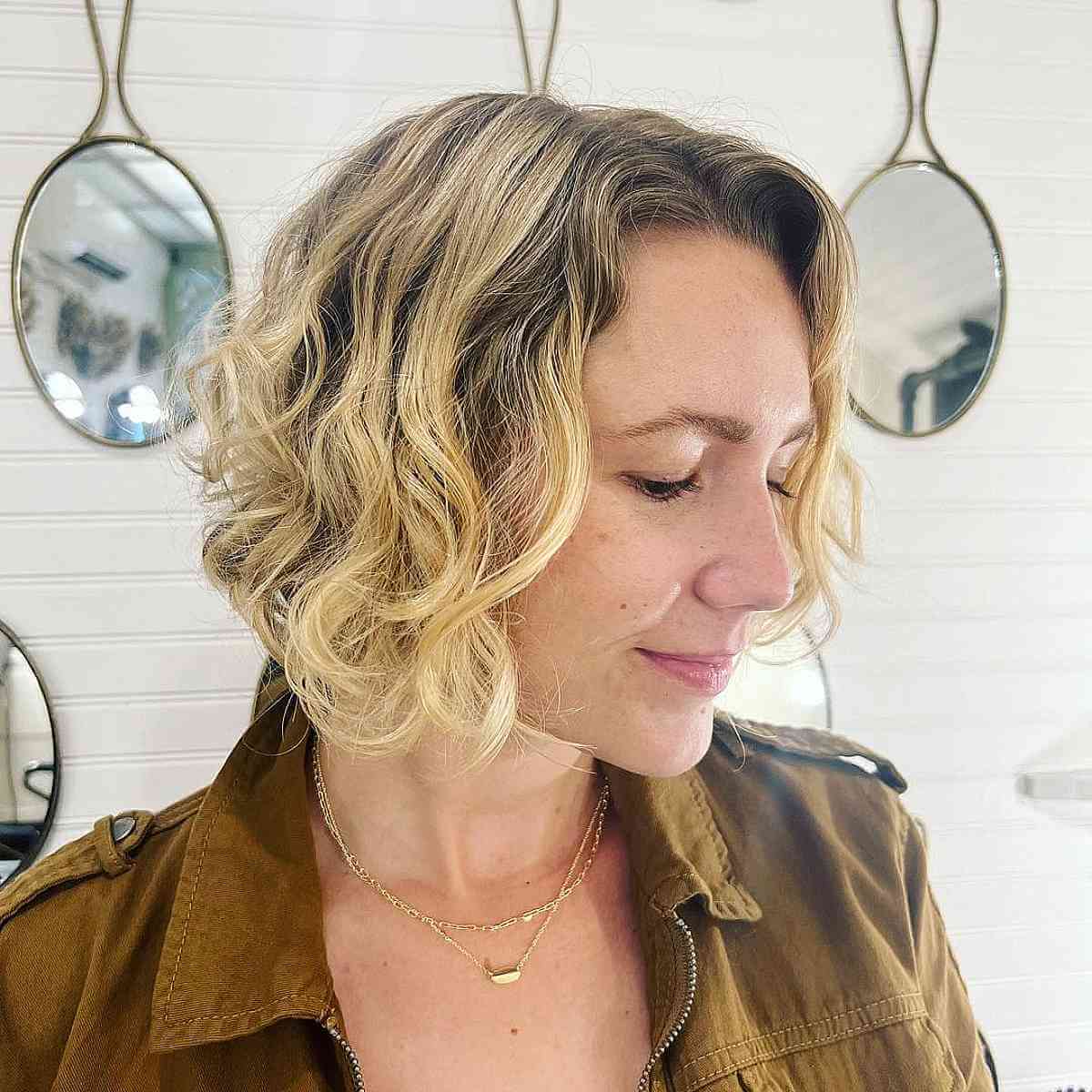 jaw length curly hair