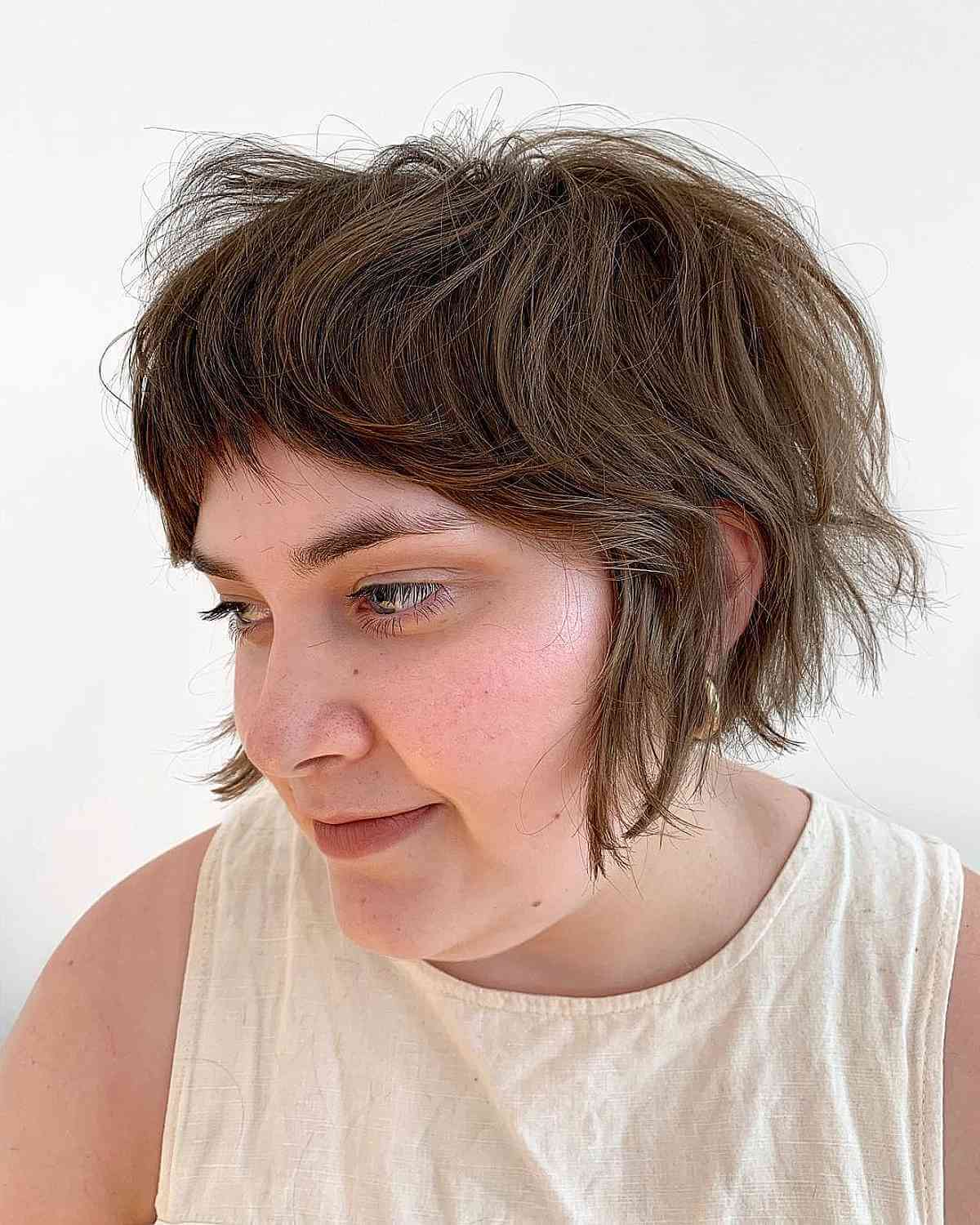 Jaw-Length Bob with Shaggy Layers and Bangs
