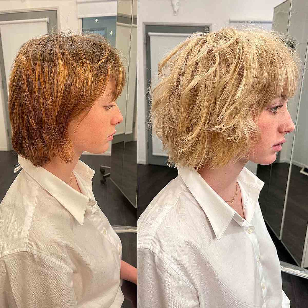 Shaggy Bob with shorter layers for finer hair