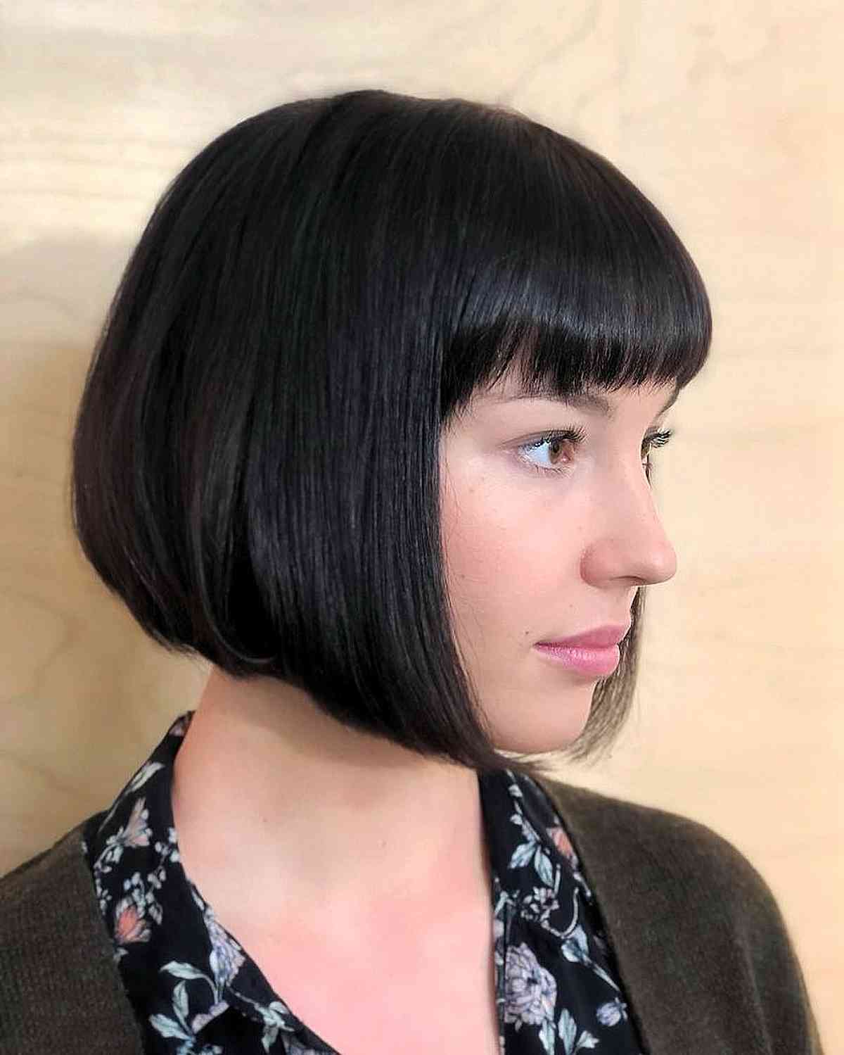 Short Straight Bob with Jawline Bangs