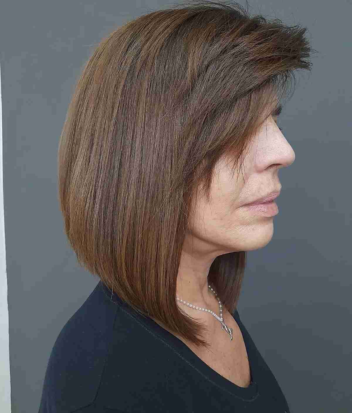 Shoulder-Length Concave Bob with Side Bangs