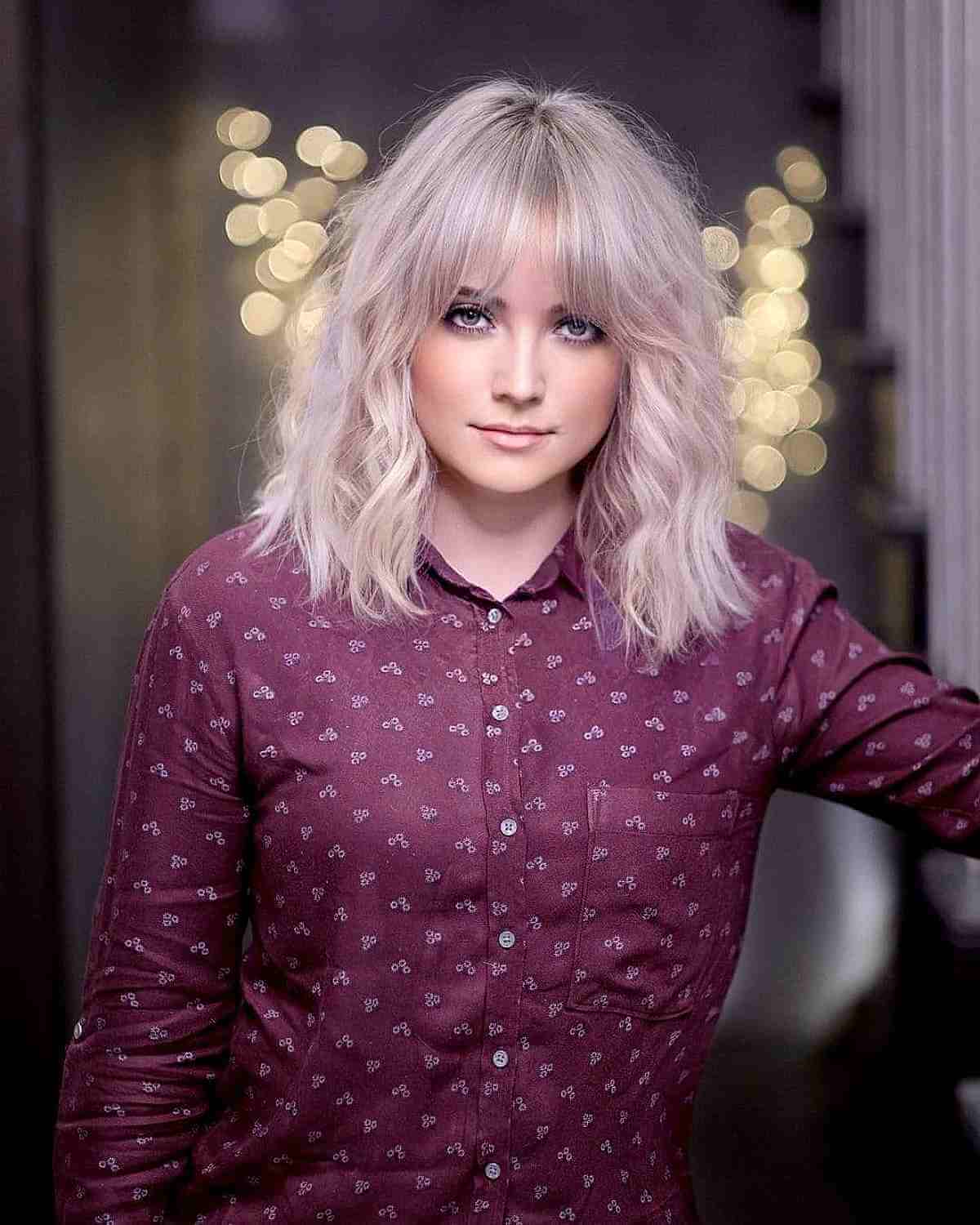 Tousled Textured Mid-Length Bob with a Fringe