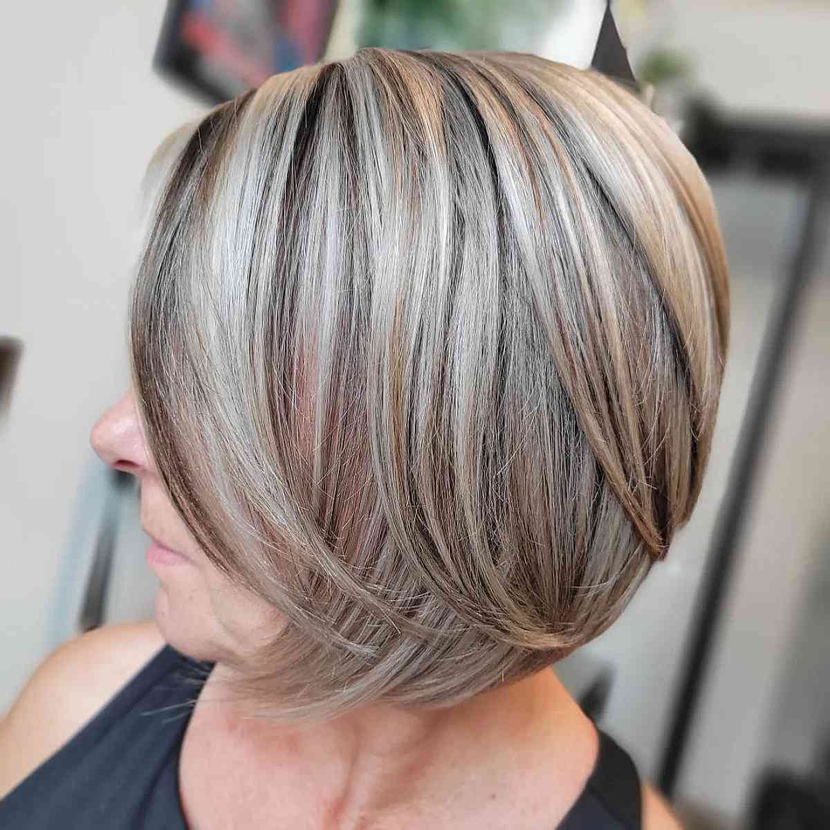 Wispy Layered Bob for Fine Straight Hair in Women Over 50