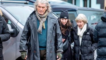 Pierce Brosnan is unrecognisable with long grey hair as he films new project