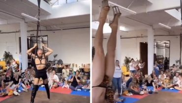 Rage at drag act for babies, as naked man in thigh-high leather boots performs bondage routine for kids and parents