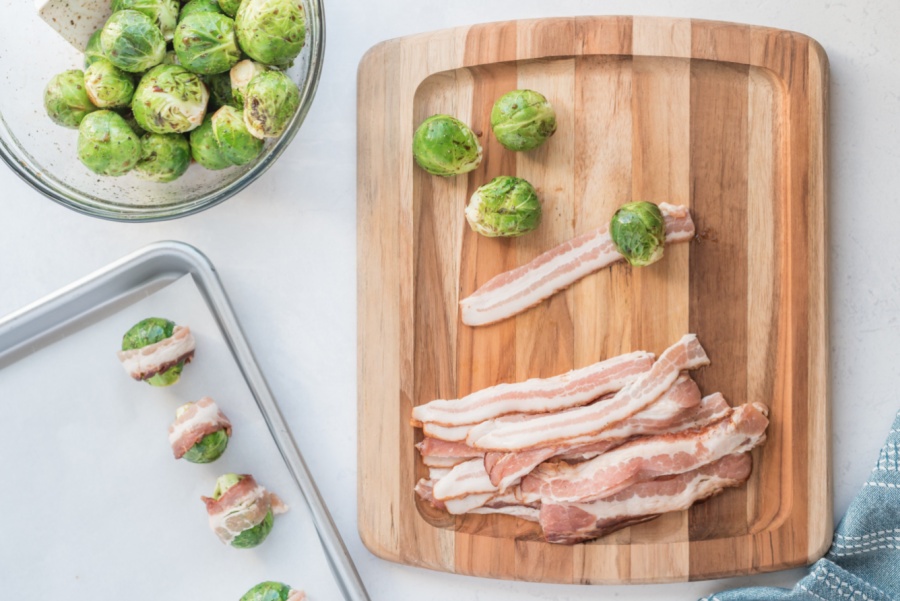 wrapping brussel sprouts with bacon