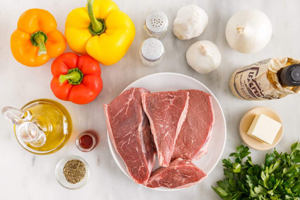 Ingredients for beef shanks and peppers