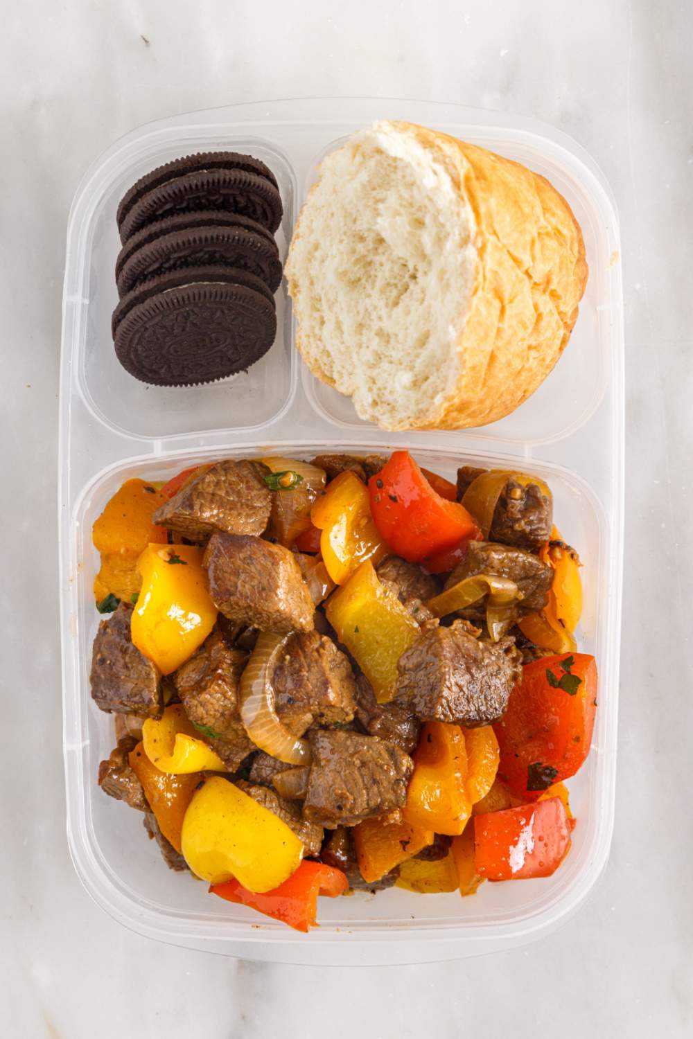 Packed Beef and Peppers Tips for Lunch
