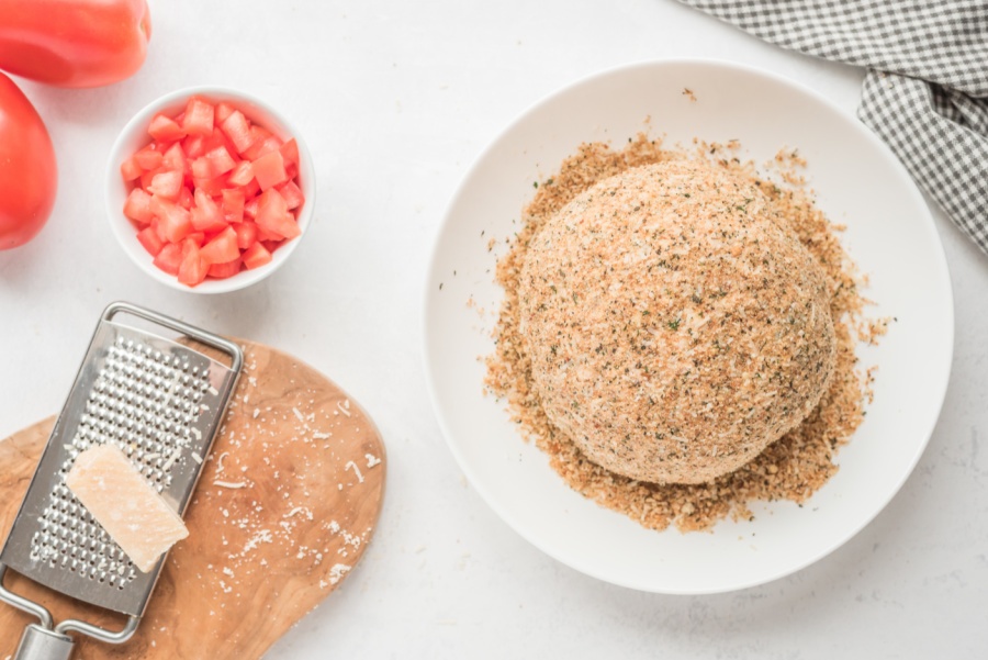 cheese ball covered with breadcrumbs