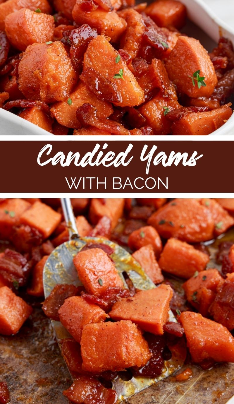 These Bacon Candied Yams are delicious – caramelized and sweet with the smoky flavor of chili powder. via @familyfresh