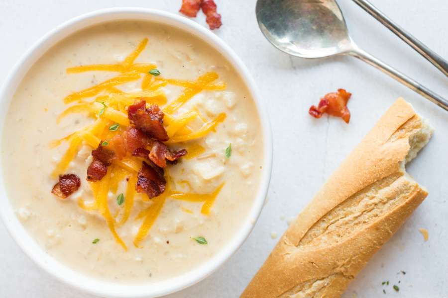 bowl of cauliflower and cheese soup