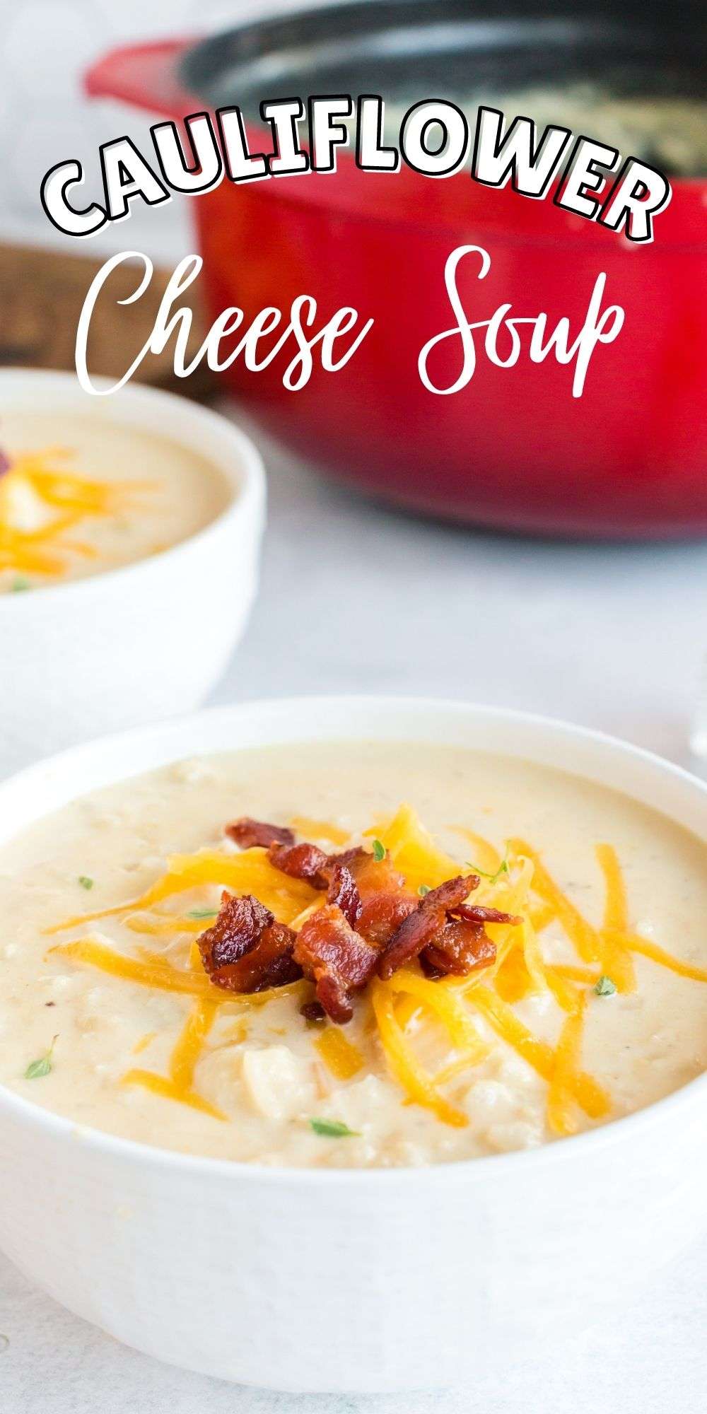 You can make Low Carb Cauliflower Cheese Soup even more delicious by serving it topped with bacon, shredded cheese, and fresh thyme. via @familyfresh