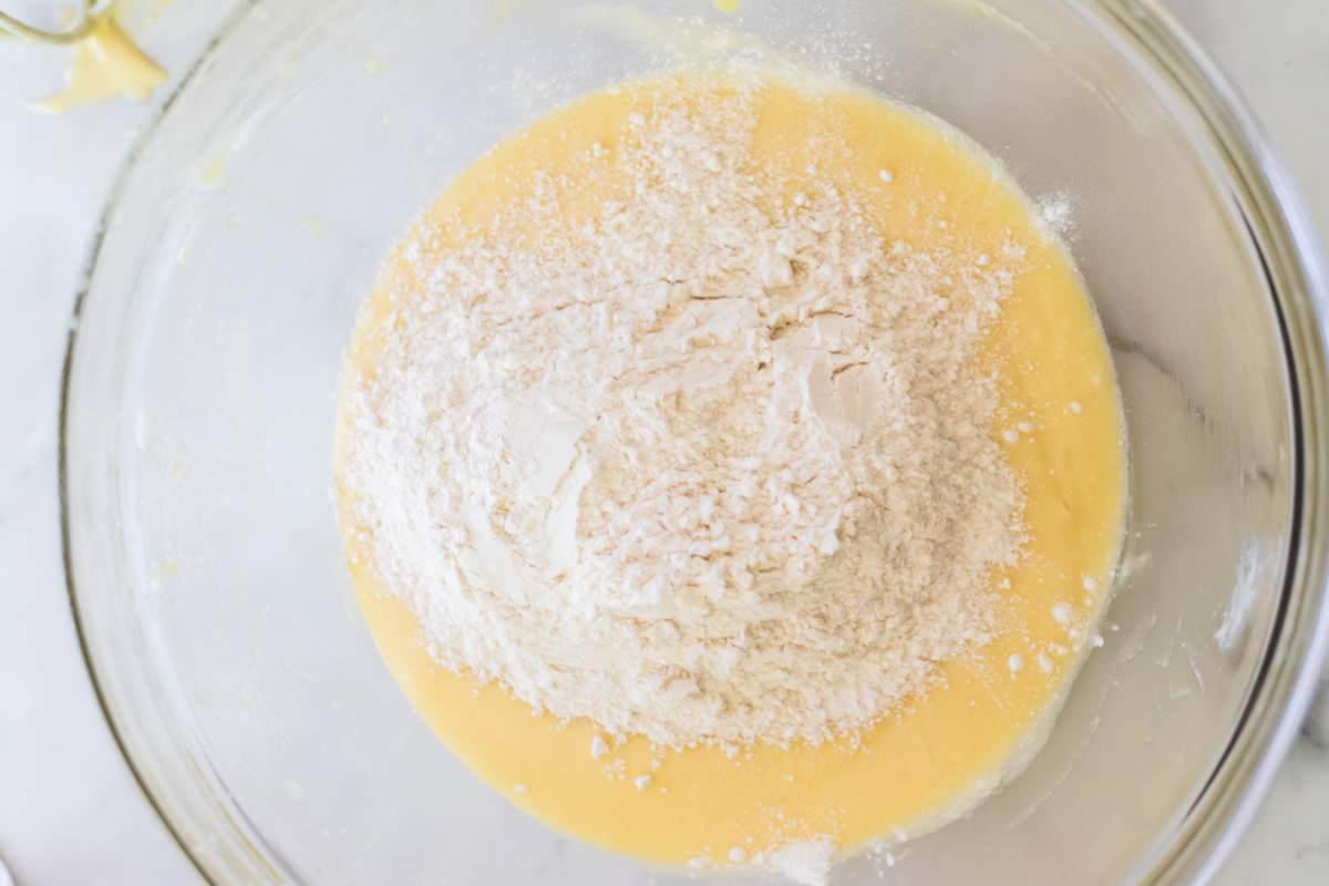 Stirring in the flour mixture