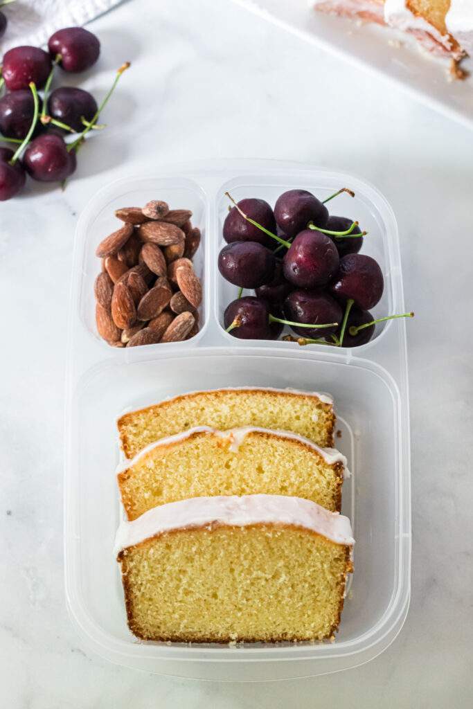  Copycat Starbucks Lemon Loaf slices packed in a lunch box