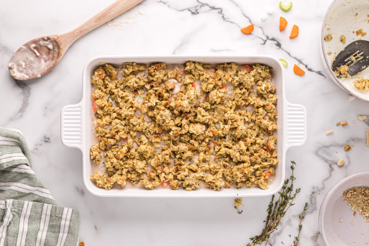 Country Turkey Casserole in a Baking Dish