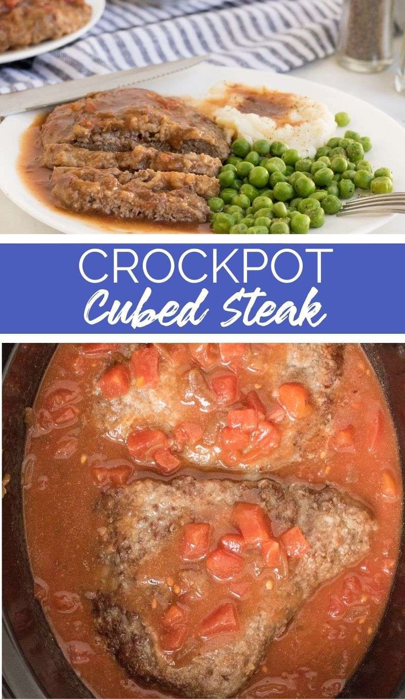 This Crockpot Cube Steak recipe is warm and substantial, with tender meat and sauce. Serve with mashed potatoes or a simple vegetable on the side. via @familyfresh