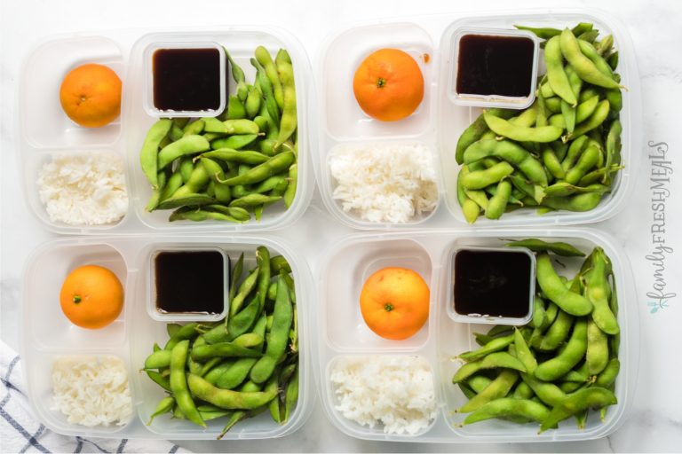 Tired of packing the same school and work lunches every day?  Here's a fun idea for you to try.  This easy Edamame lunch box idea will be loved by young and old alike.  via @familyfresh