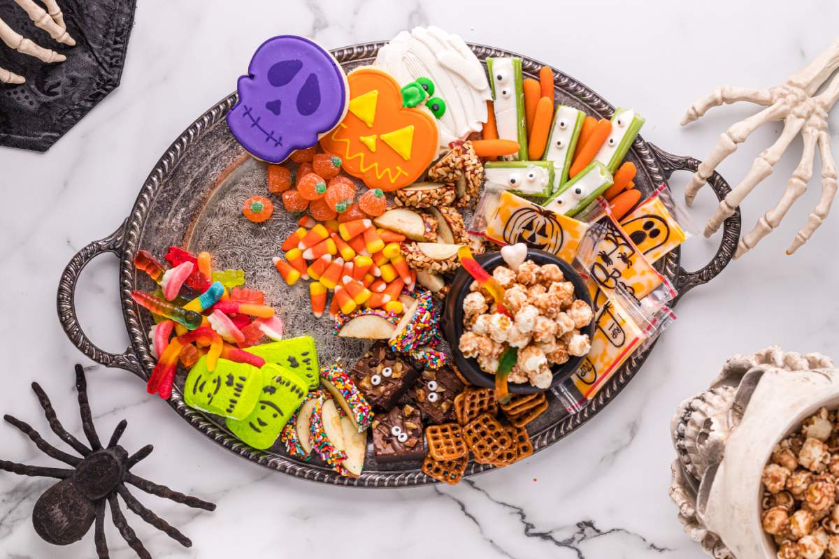candies and pretzels added to the table