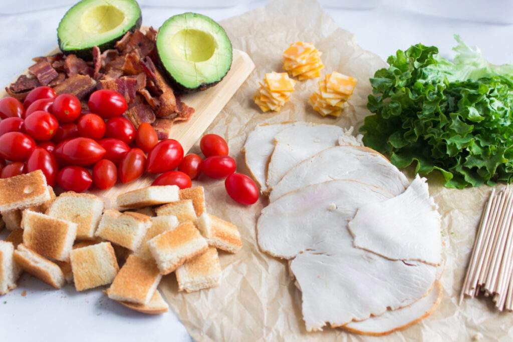 ingredients for turkey club skewers lunch box idea