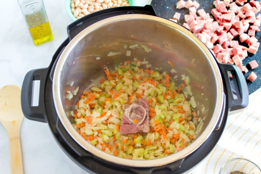 Instant Pot Stir Fry Chopped Vegetables with Ham Bone
