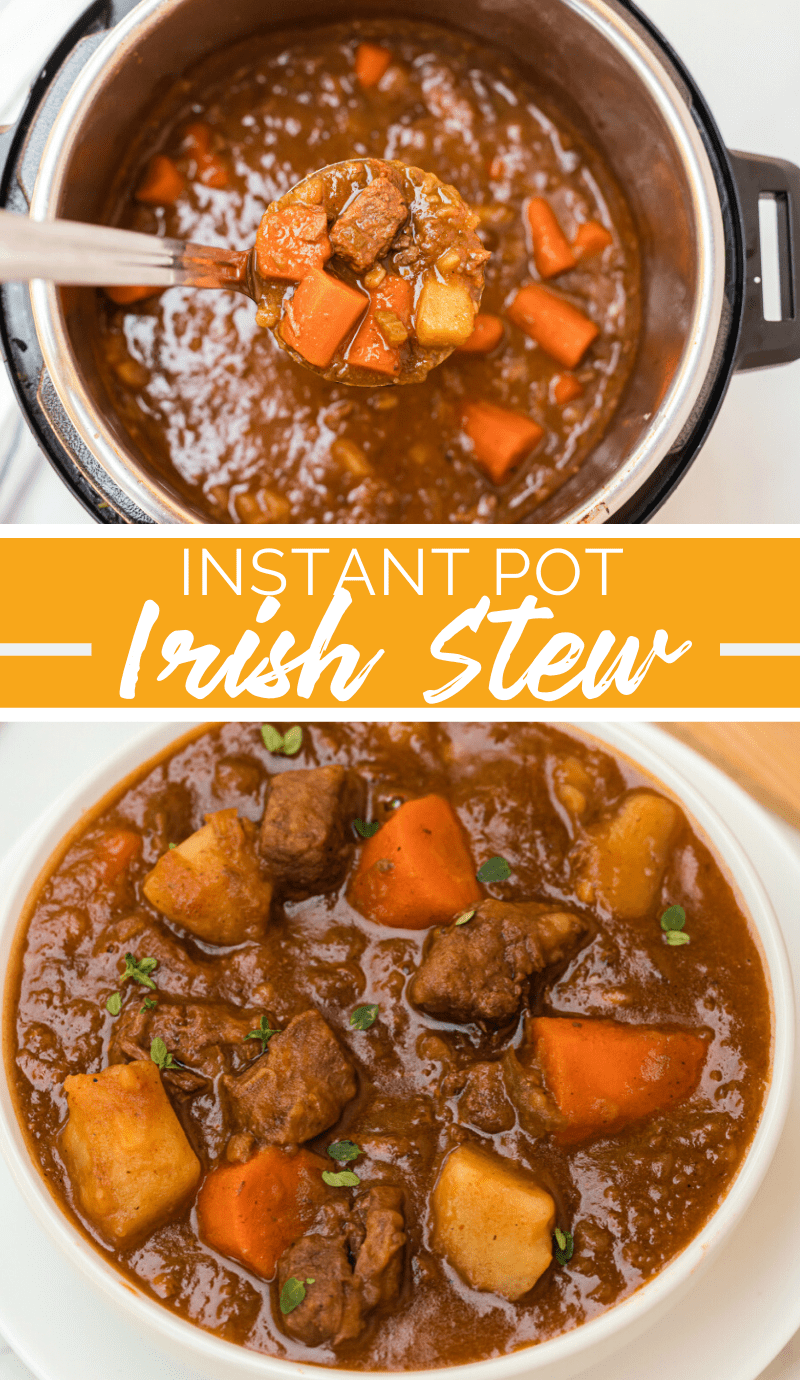 This Instant Pot Irish Stew can easily turn a chunk of beef stew and a few vegetables into a thick, satisfying Irish stew in less than an hour. #stew #irish #irishstew #beefstew #guiness #stpatricksday #instantpot via @familyfresh