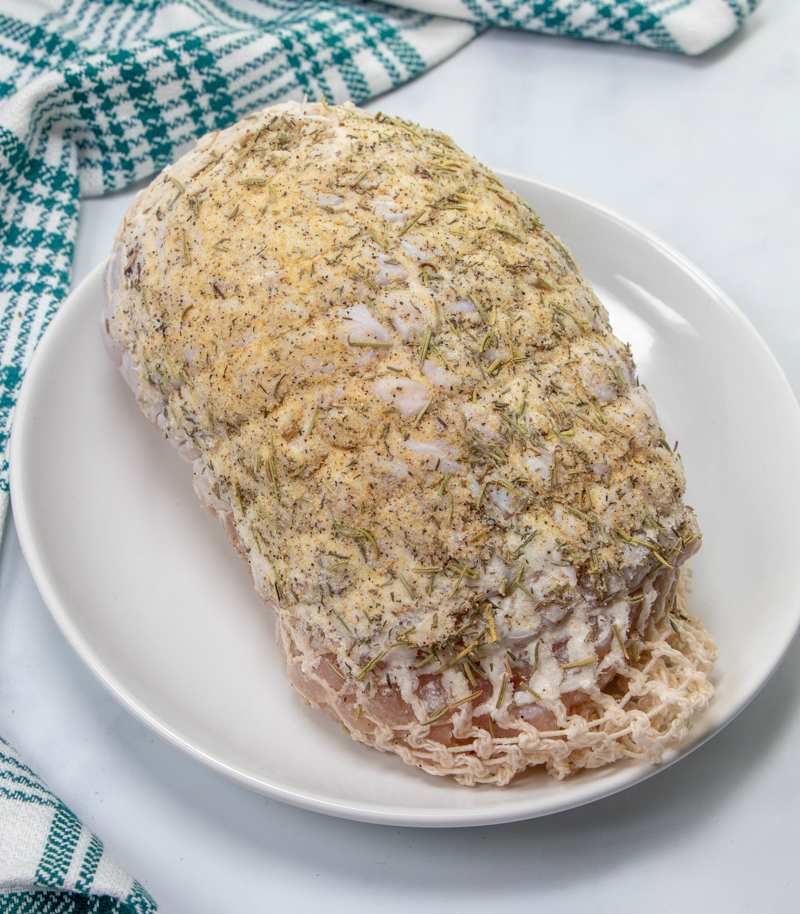 Instant Pot Turkey Breast - Turkey breast with butter and herb rubbed on the outside