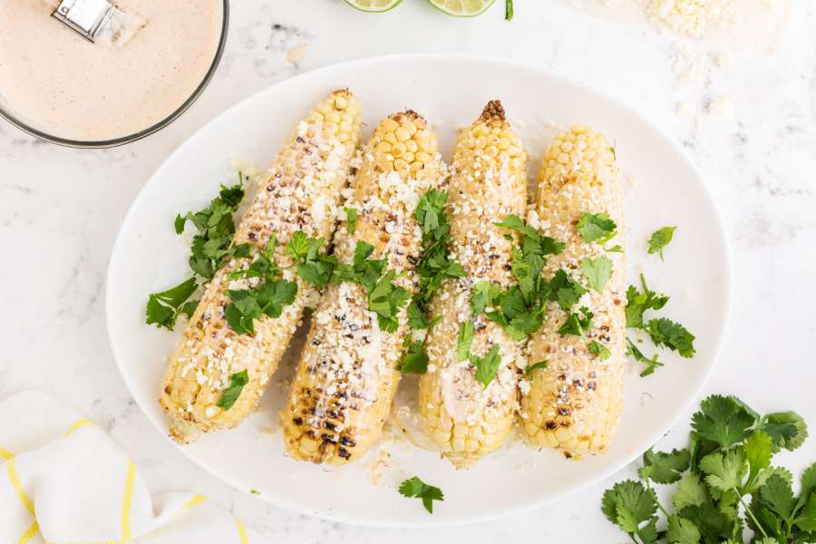 Mexican street corn on a plate