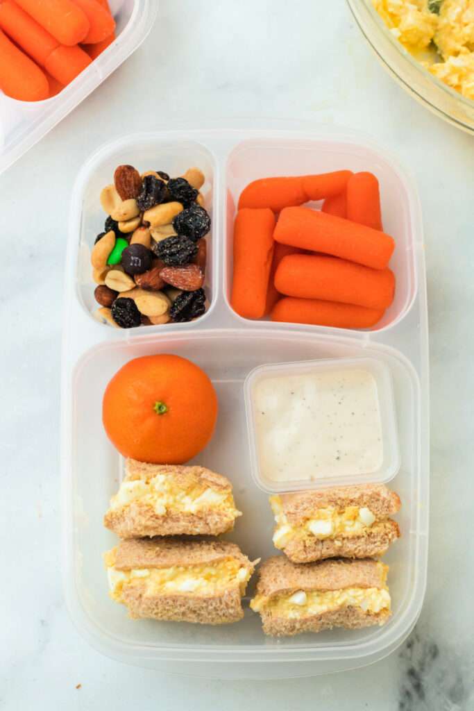 mini egg salad sandwich lunch box