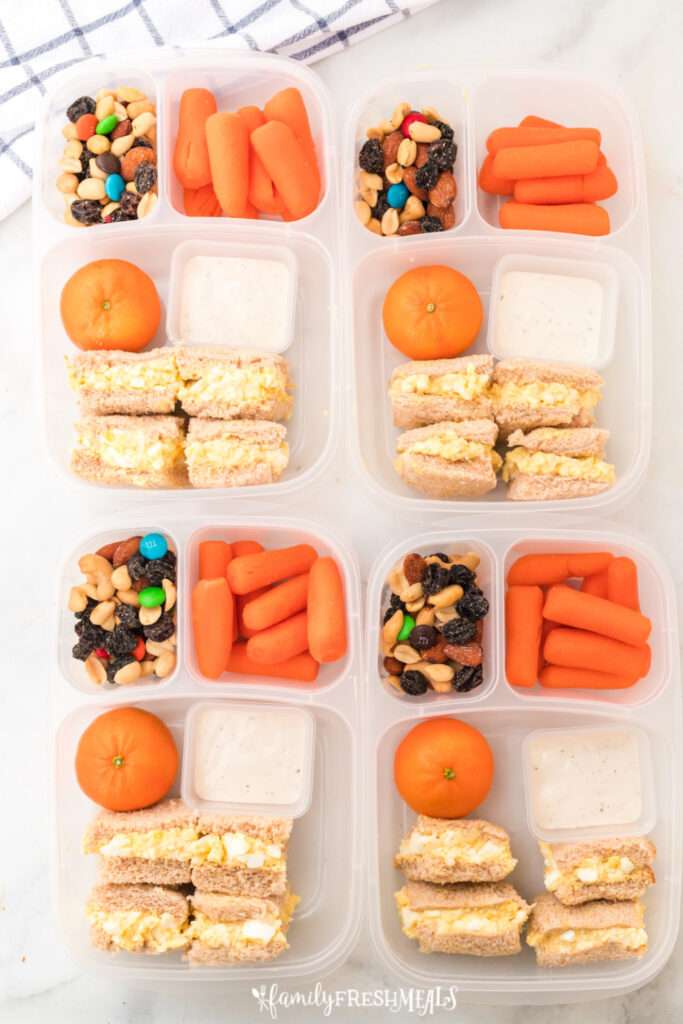 4 mini egg salad sandwich lunch boxes