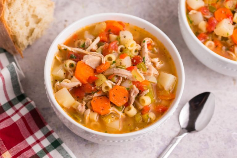 Sicilian-Chicken-Noodle-Soup-soup-in-small-bowl