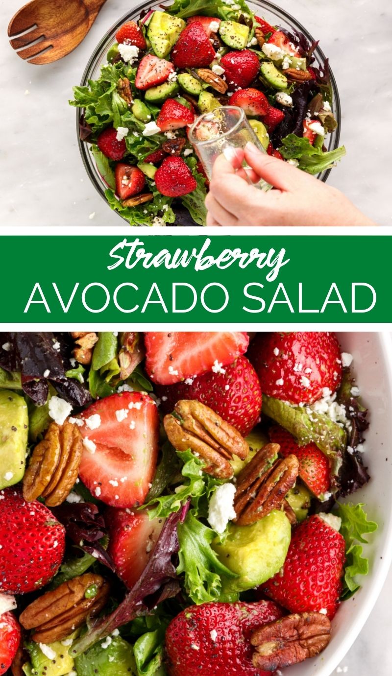 This bright and cheerful Strawberry Avocado Salad bursts with sweet and tart flavors, creamy avocado slices, and crunchy mixed greens salad. via @familyfresh