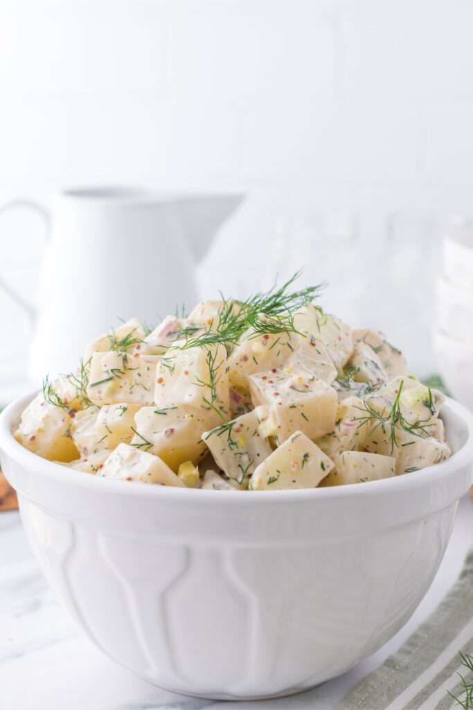 Potato salad with dill in a bowl