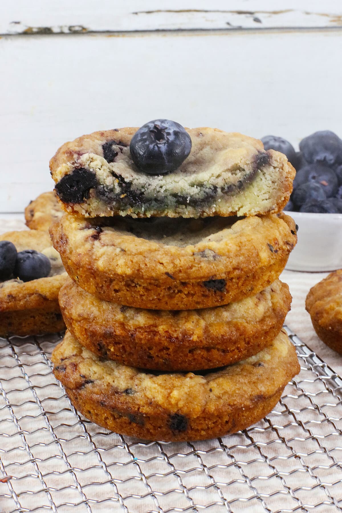 A stack of Blueberry Muffin Cookies.
