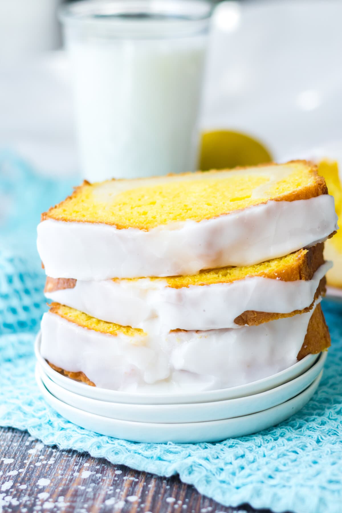 Stacked Slices of Lemon Cream Cheese Swirl Cake