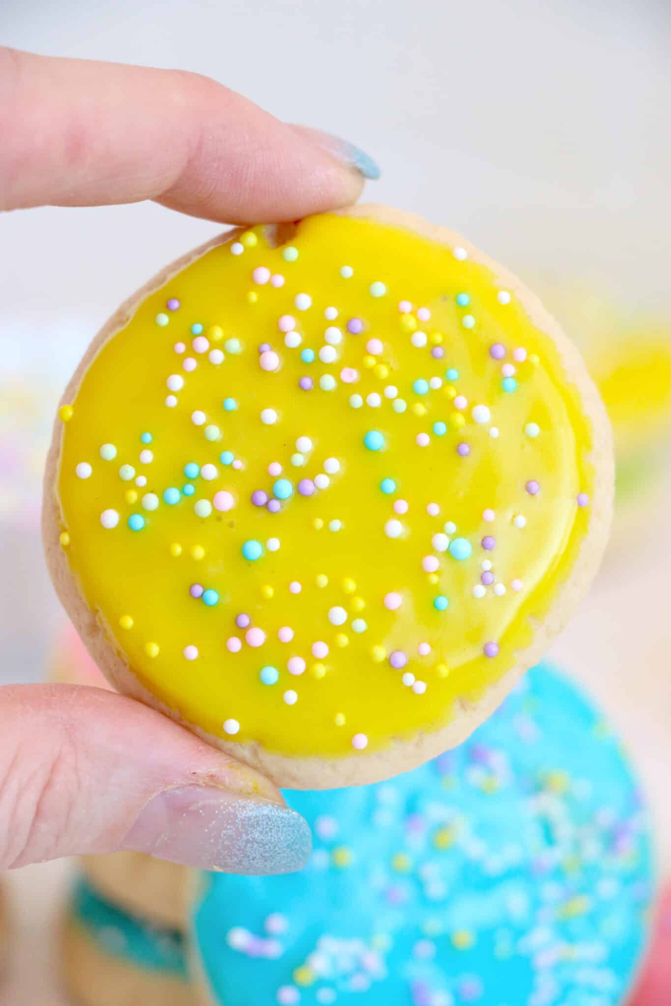 One of the yellow Easter sugar cookies.