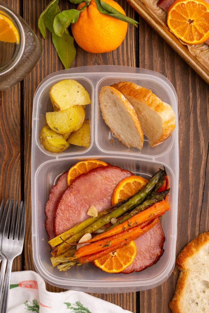 easter dinner packed in a lunch box