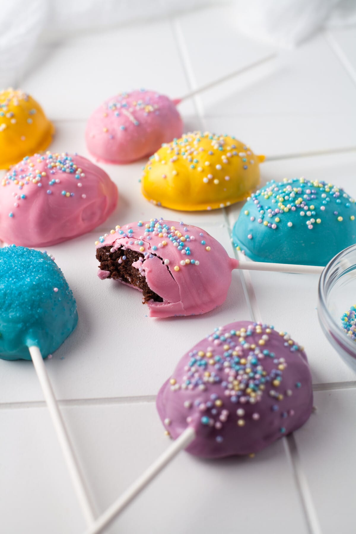 A bite out of Easter Egg Cake Pops