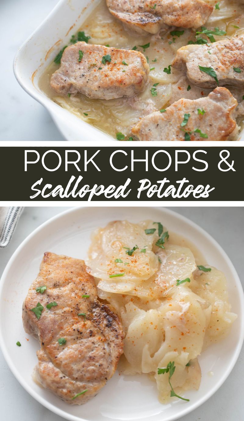 This Pork Chops and Potato Au Gratin Casserole recipe has juicy, flavorful pork nestled between soft, buttery scalloped potatoes. via @familyfresh