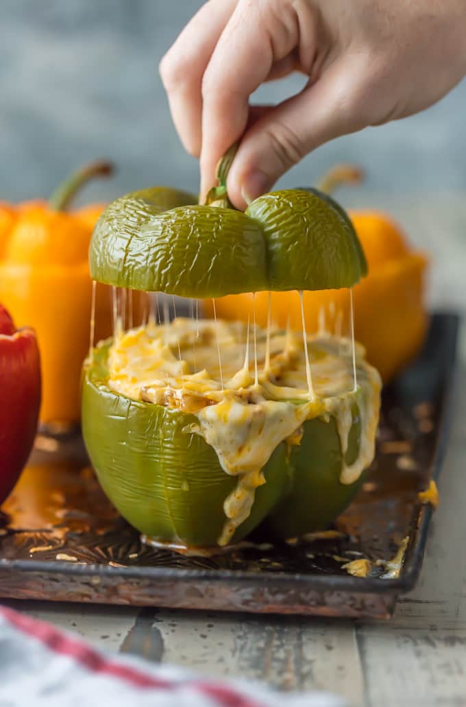 Lifting the top of the enchilada stuffed peppers recipe