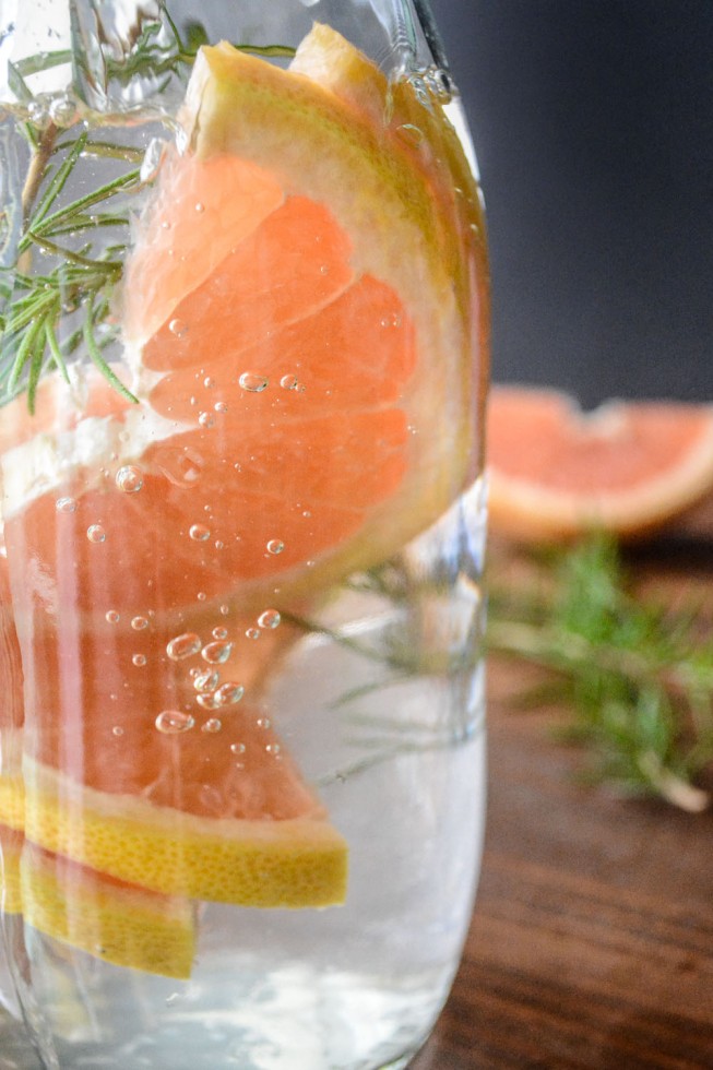 grapefruit and rosemary infused water