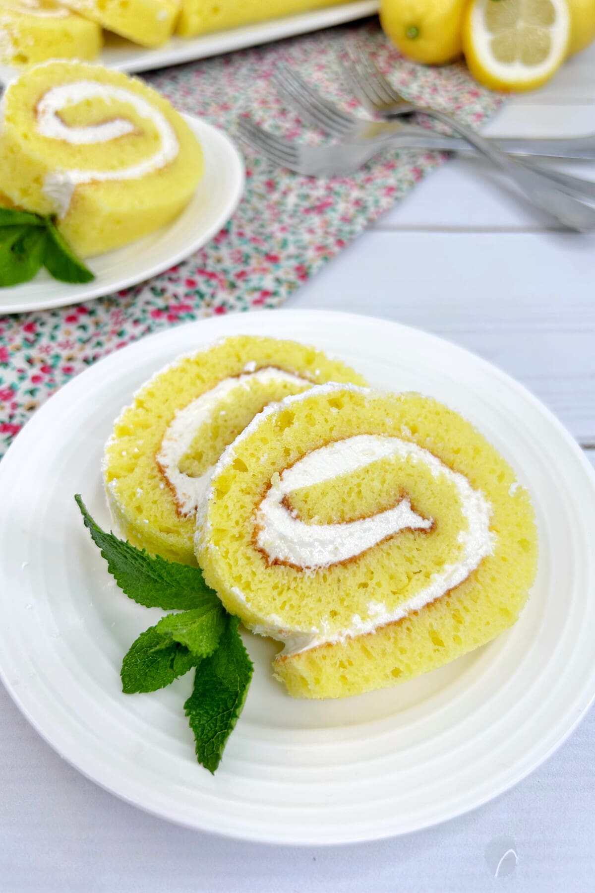 Lemon cake on a white plate