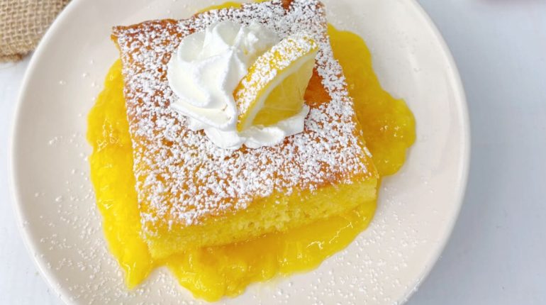 Baked Cake Lemon Moist Perfection Pudding Warm 