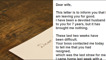 A man makes the decision to depart from his wife, but her response is truly invaluable.