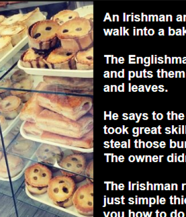 The encounter of an Irishman and an Englishman in a bakery