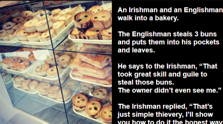 Bakery encounter Englishman Irishman 